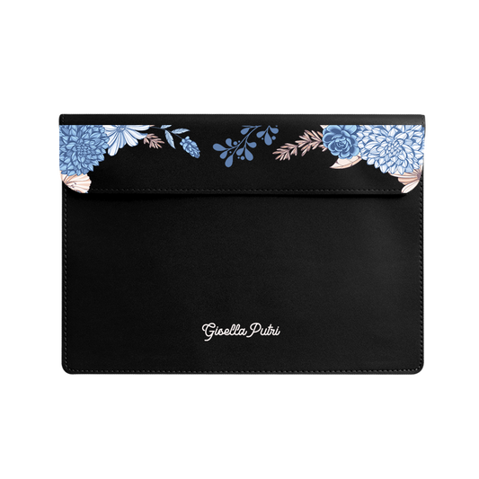Vegan Leather Sleeve - Blue Florals