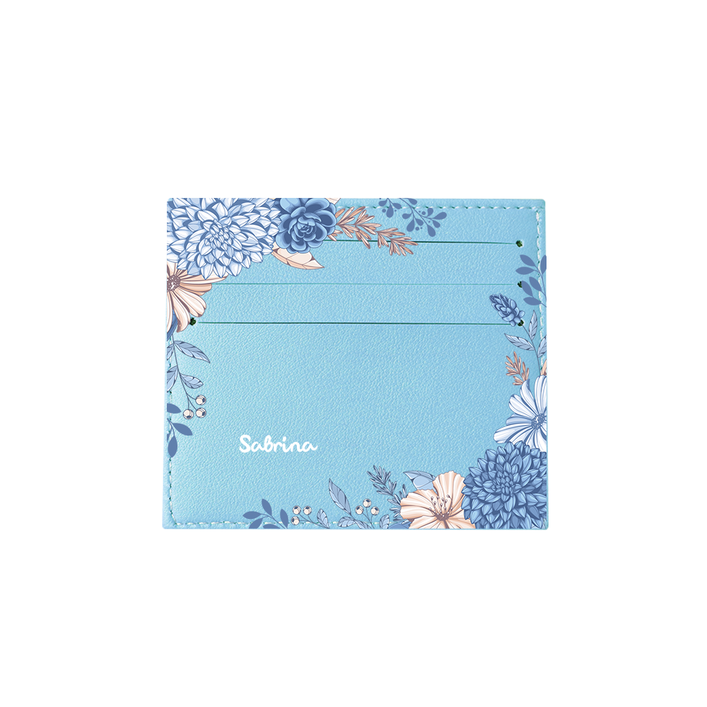 6 Slots Card Holder - Blue Florals