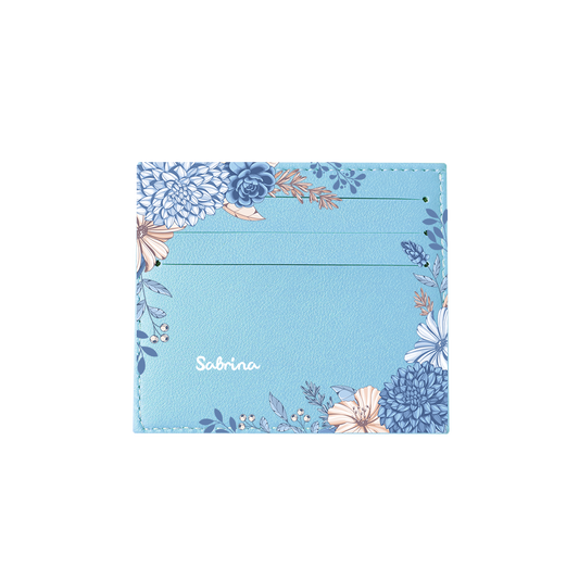 6 Slots Card Holder - Blue Florals