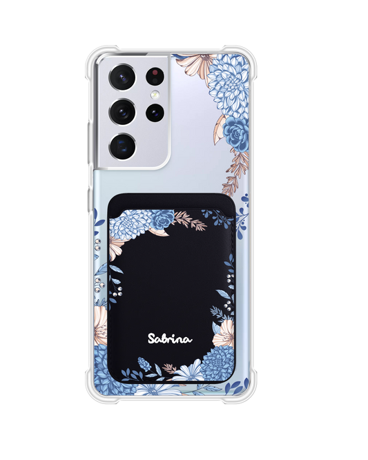 Android Magnetic Wallet Case - Blue Florals