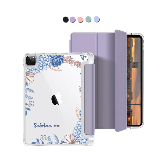 iPad Macaron Flip Cover - Blue Florals