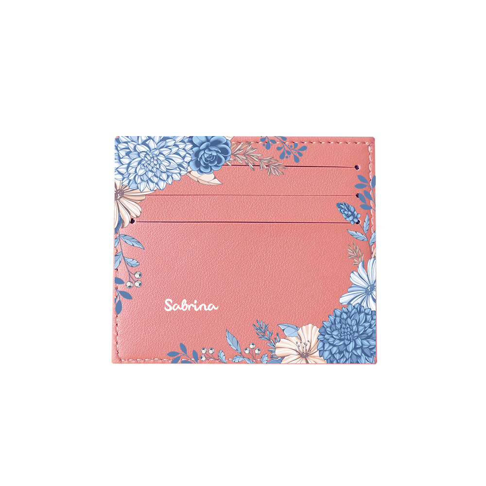 6 Slots Card Holder - Blue Florals