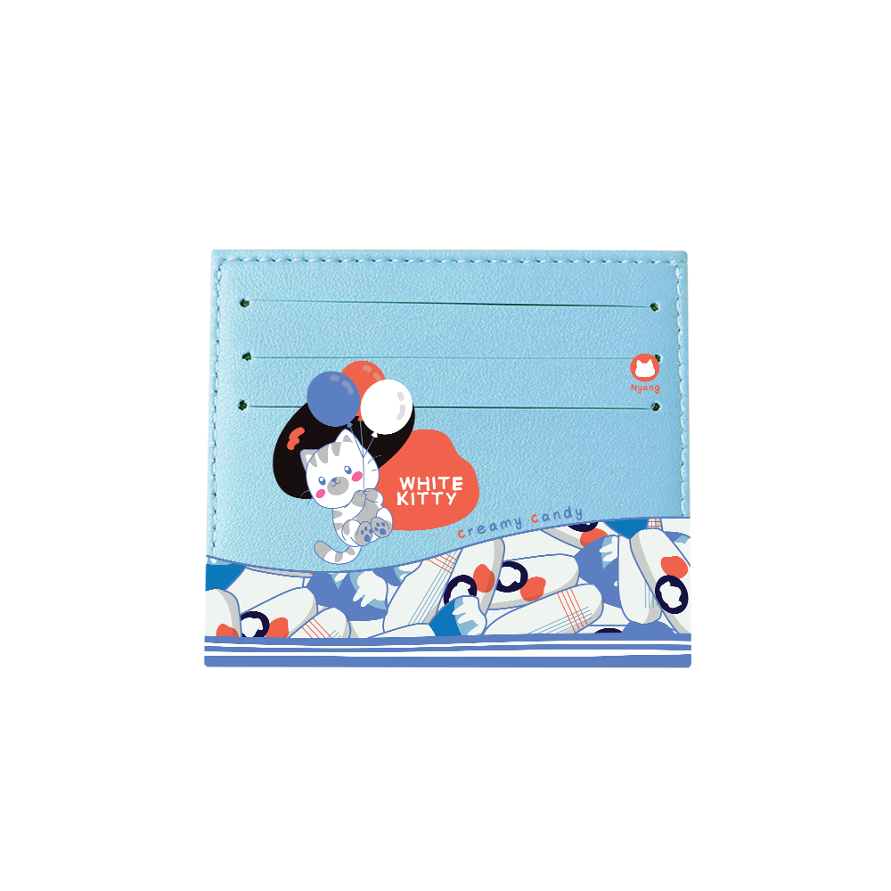 6 Slots Card Holder - White Kitty