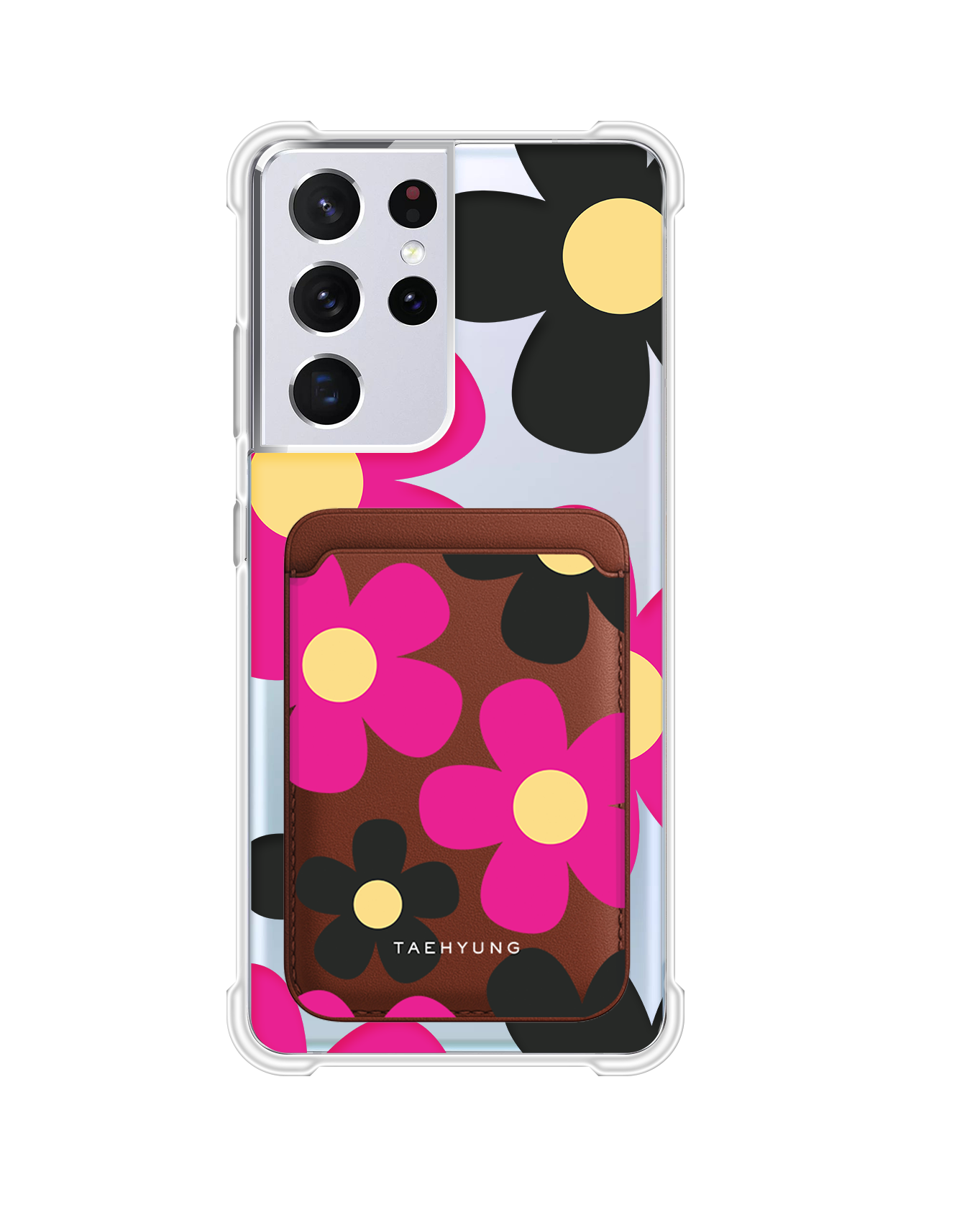 Android Magnetic Wallet Case - Daisy Hot Pink