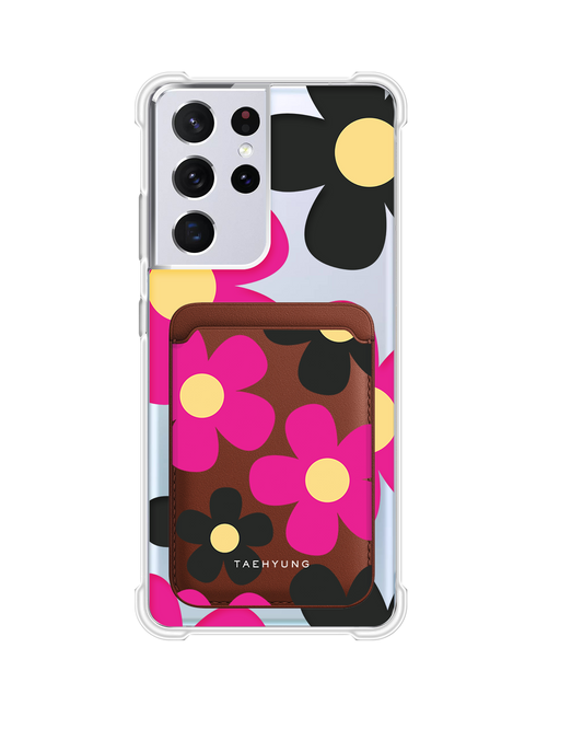 Android Magnetic Wallet Case - Daisy Hot Pink