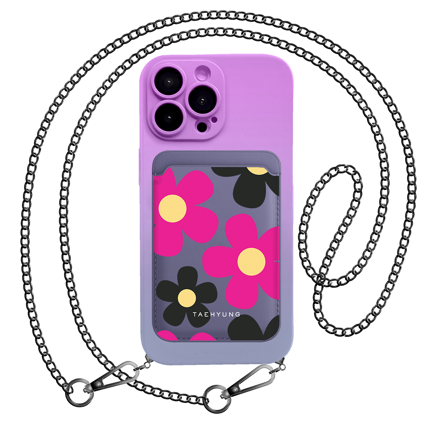 iPhone Magnetic Wallet Silicone Case - Daisy Hot Pink