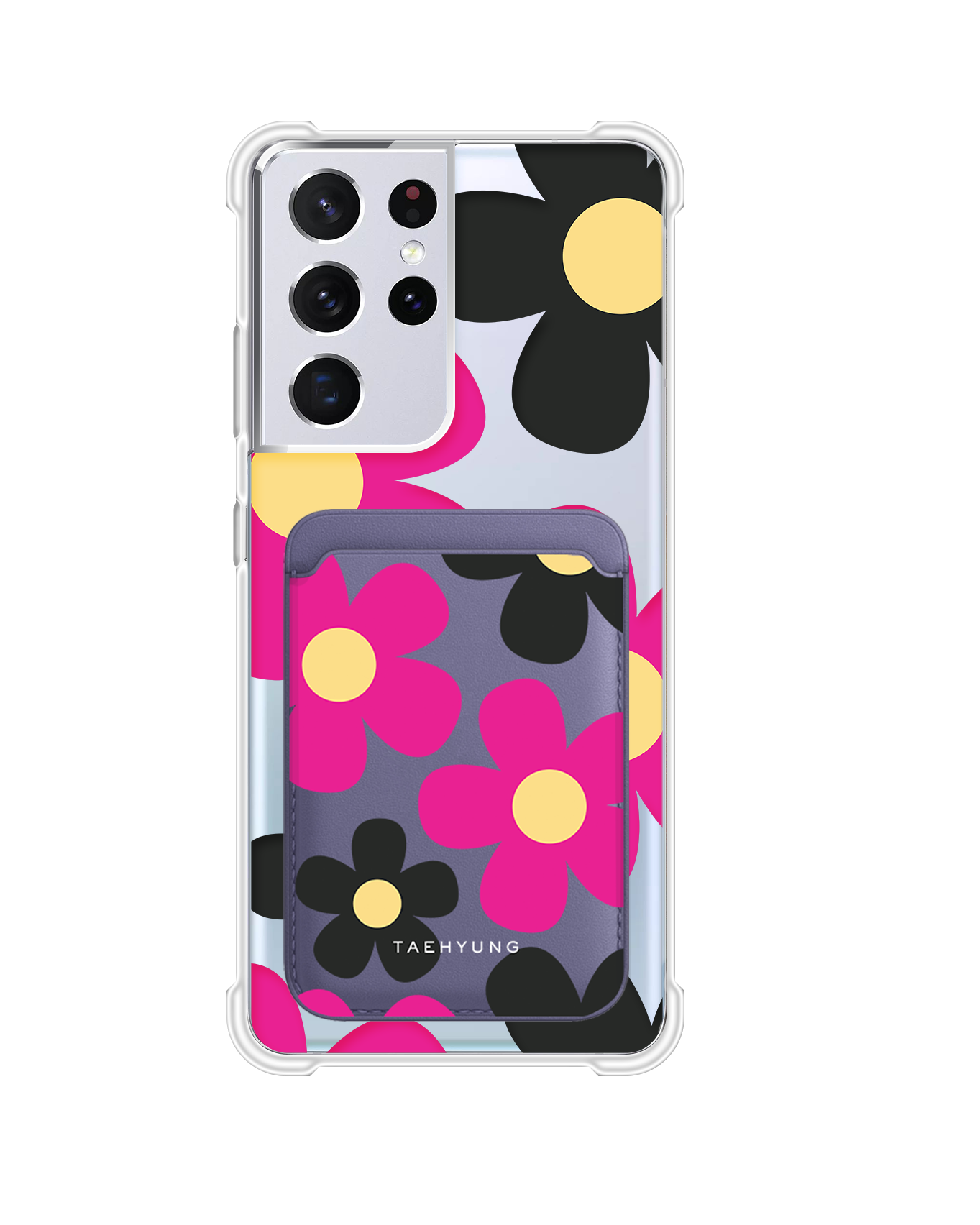 Android Magnetic Wallet Case - Daisy Hot Pink