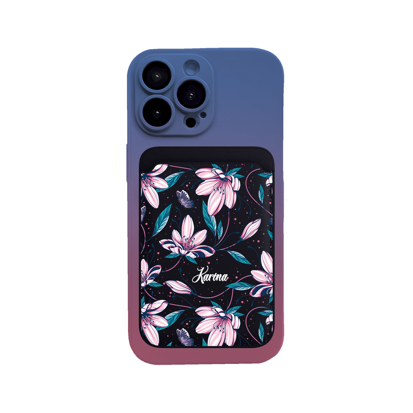 iPhone Magnetic Wallet Silicone Case - Pink Tulip