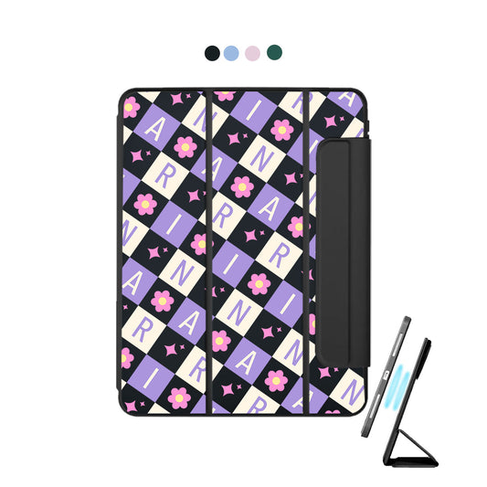 iPad Detachable Flip Cover - Flower Grid Monogram 3.0