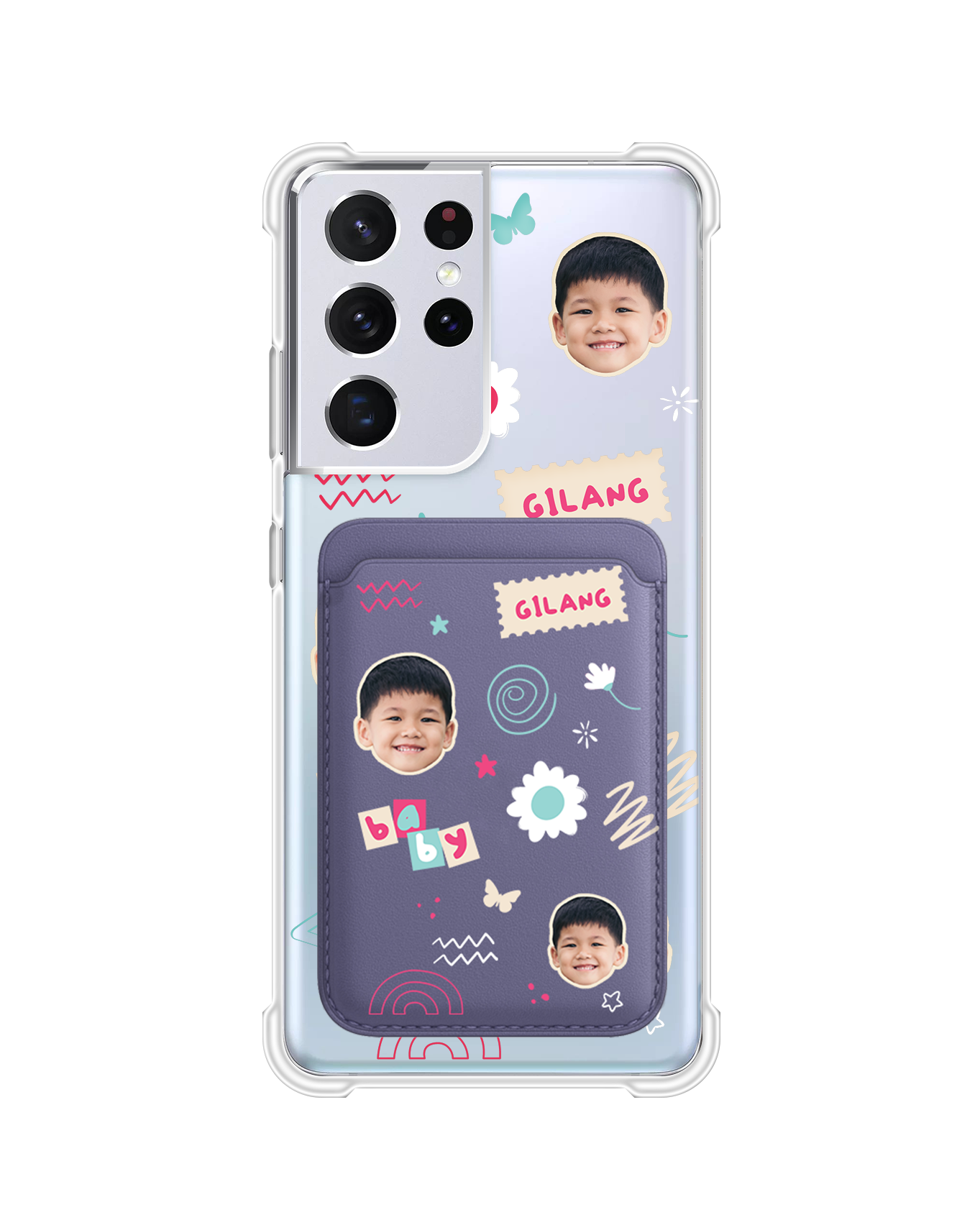 Android Magnetic Wallet Case - Face Grid Abstract