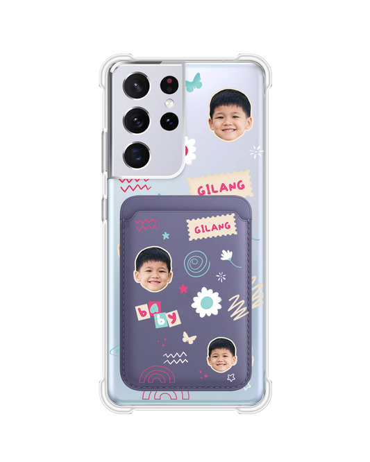 Android Magnetic Wallet Case - Face Grid Abstract