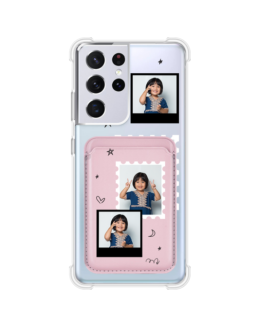 Android Magnetic Wallet Case - Face Grid Black Polaroid