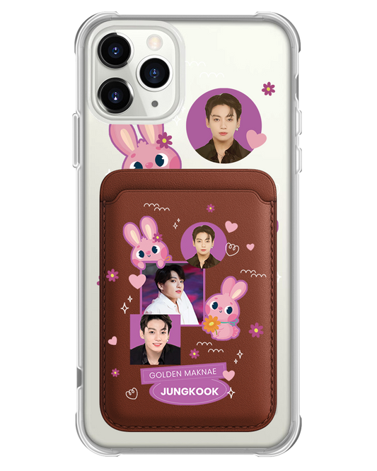 iPhone Magnetic Wallet Case - Face grid Bunny