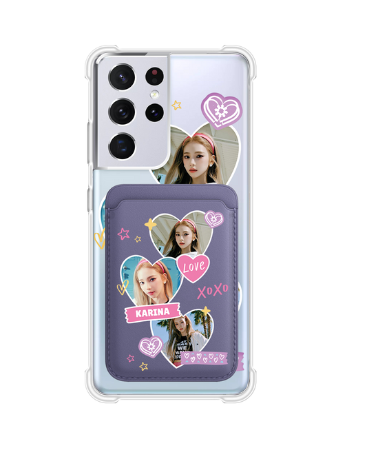 Android Magnetic Wallet Case - Face Grid Love