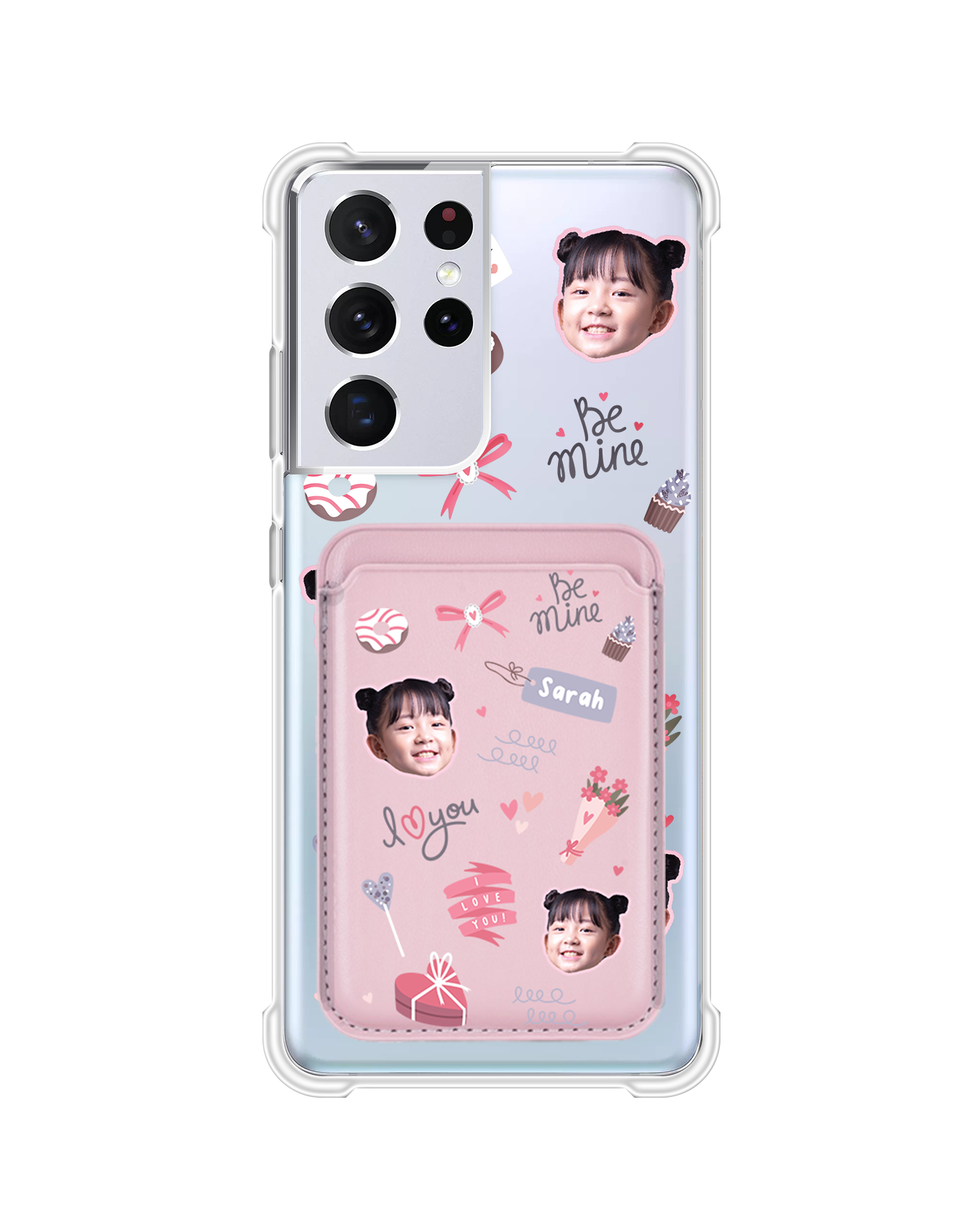Android Magnetic Wallet Case - Face Grid Lovely