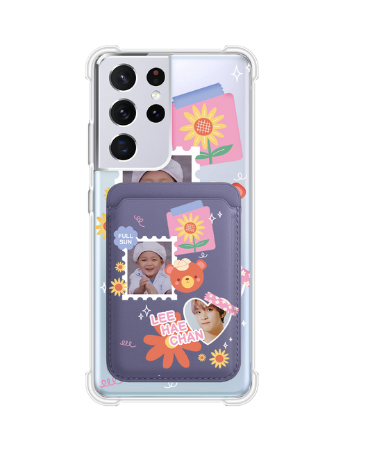 Android Magnetic Wallet Case - Face Grid Sunflower