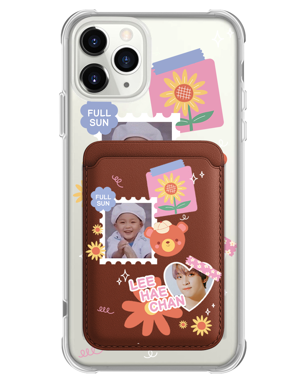 iPhone Magnetic Wallet Case - Face Grid Sunflower