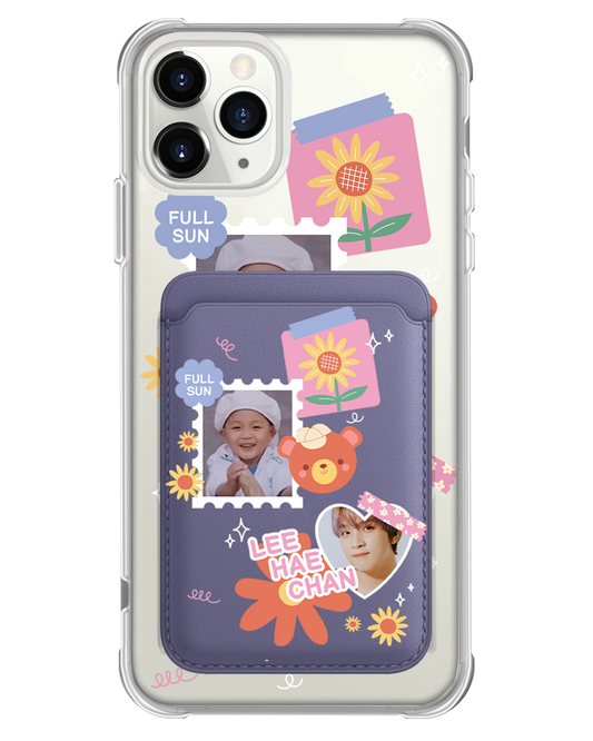 iPhone Magnetic Wallet Case - Face Grid Sunflower