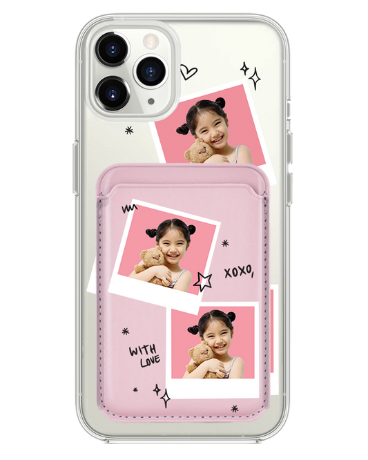 iPhone Magnetic Wallet Case - Face Grid White Polaroid