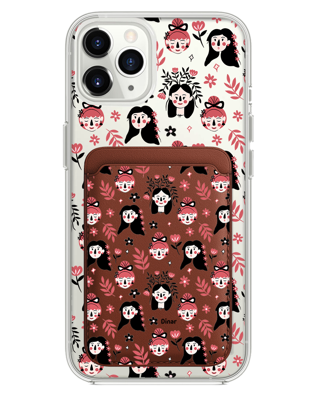 iPhone Magnetic Wallet Case - Flowery Faces