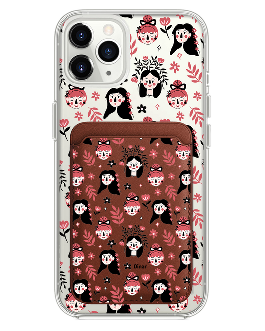 iPhone Magnetic Wallet Case - Flowery Faces