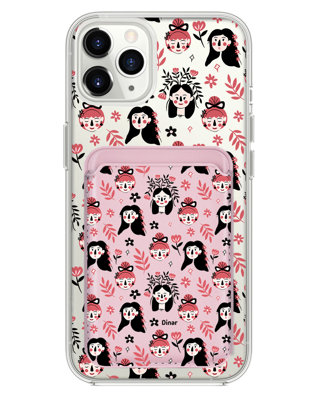 iPhone Magnetic Wallet Case - Flowery Faces