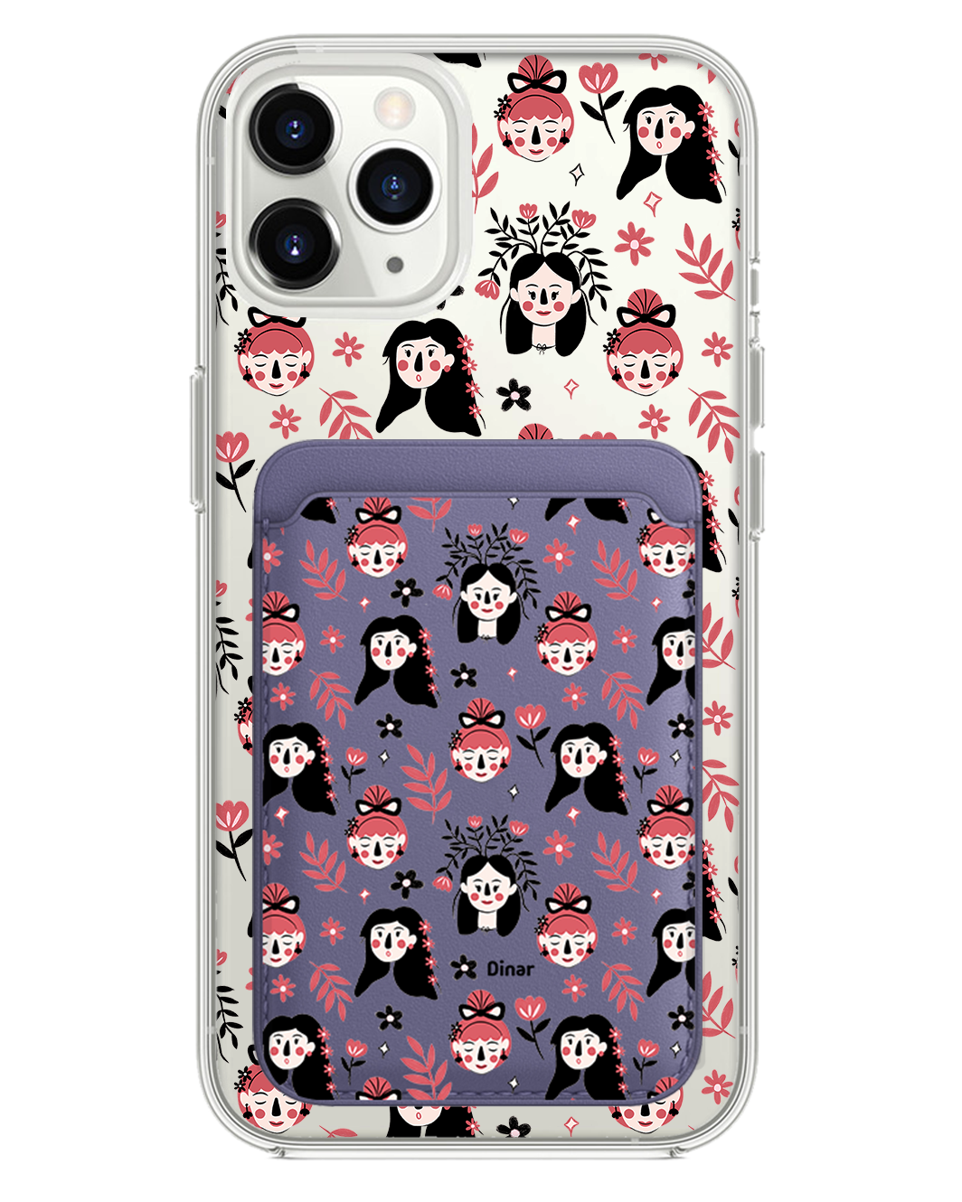 iPhone Magnetic Wallet Case - Flowery Faces