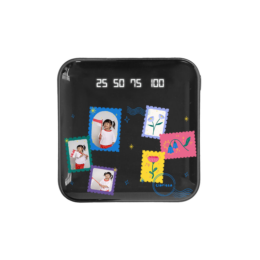 Mini Mighty Powerbank 12,000 mAh - Face Grid Floral Stamps