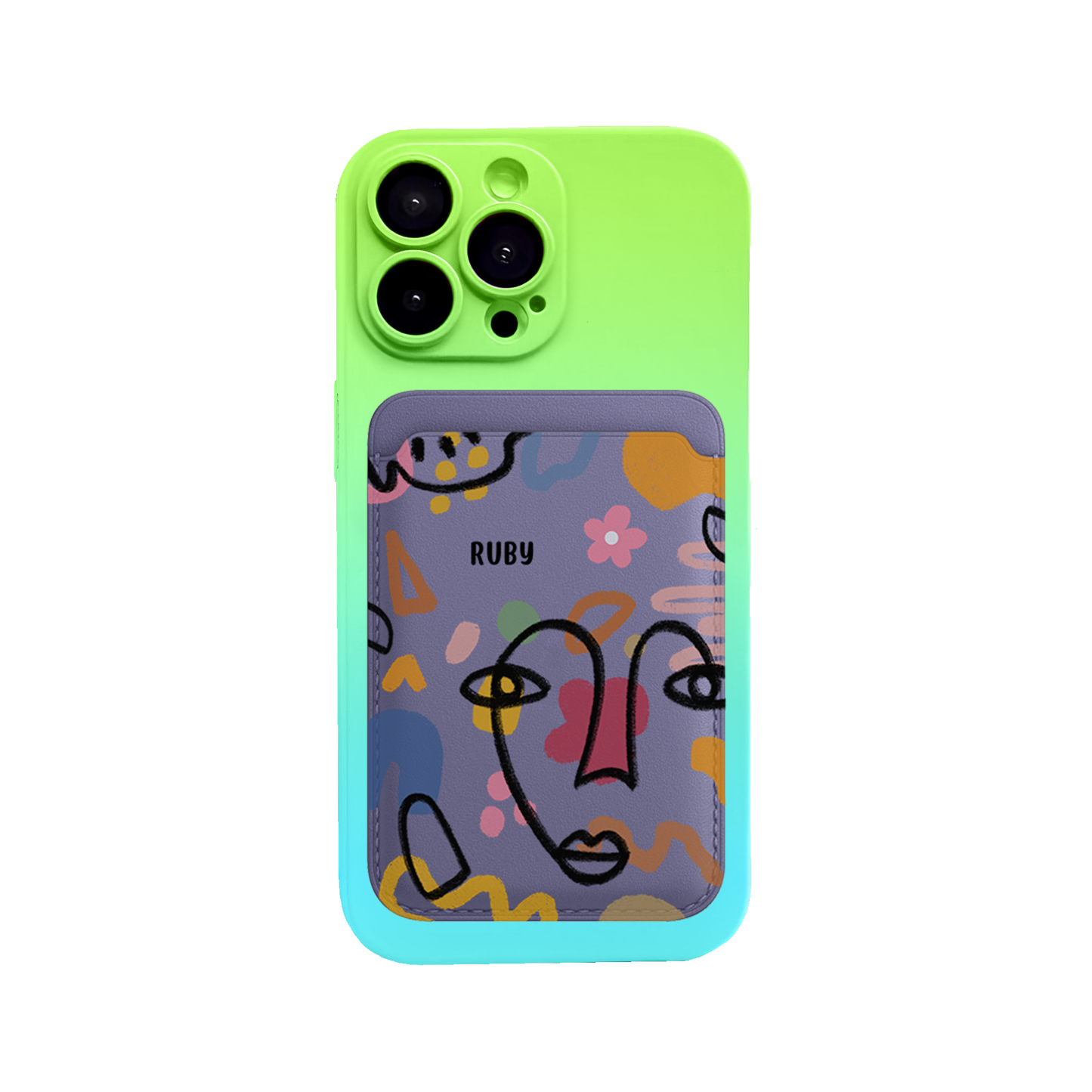 iPhone Magnetic Wallet Silicone Case - Abstract 4.0