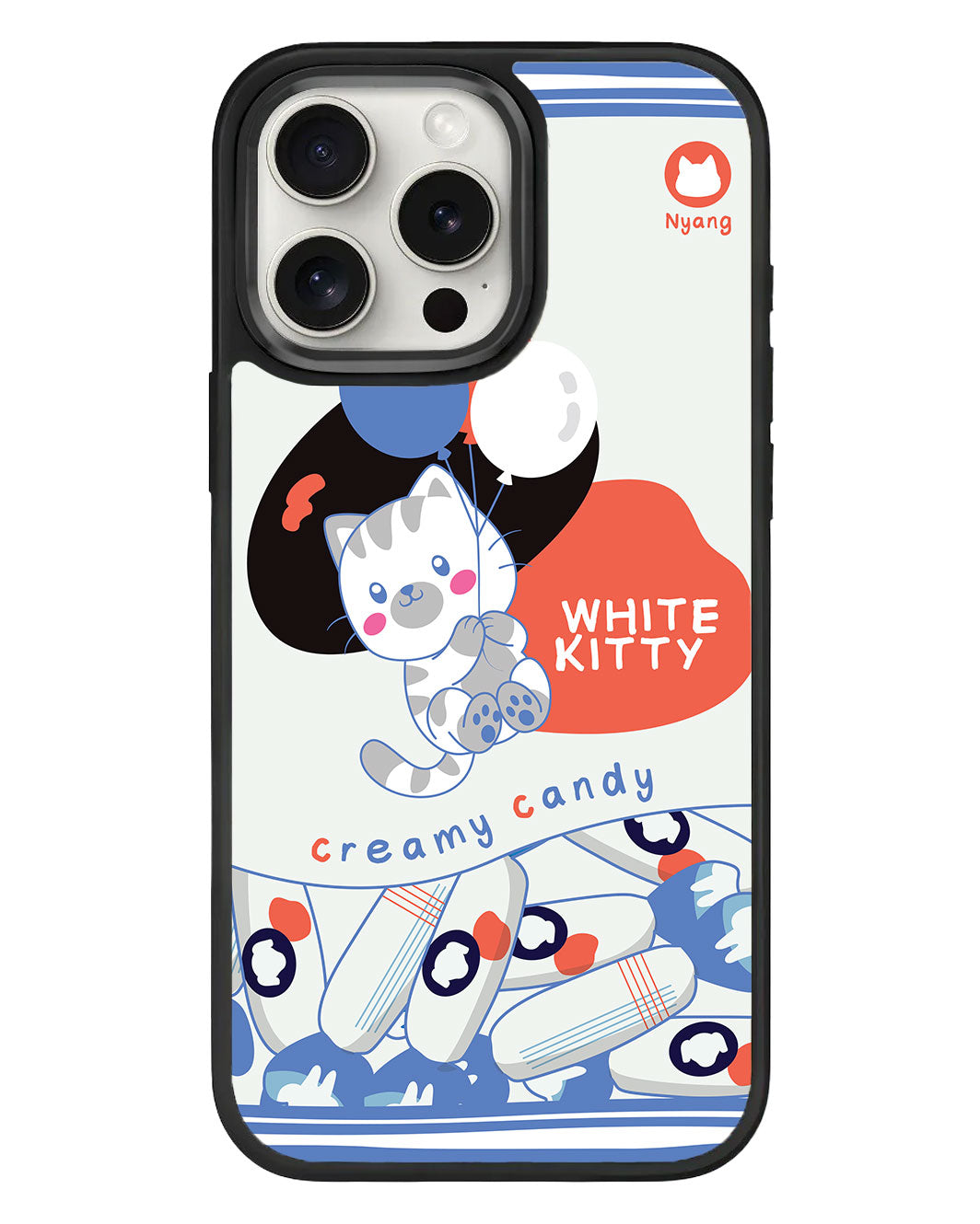 iPhone Standee Grip Case - White Kitty