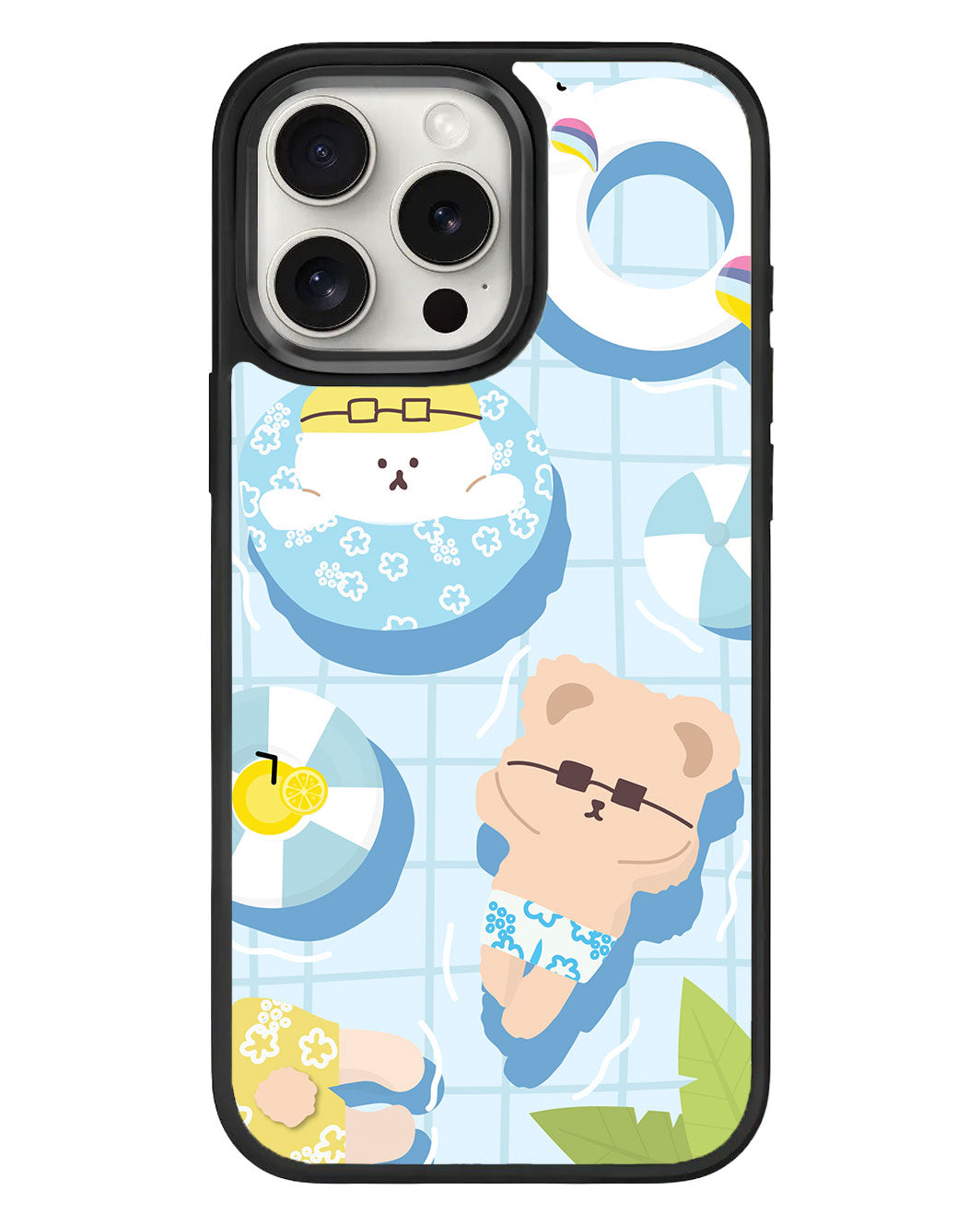 iPhone Standee Grip Case - Poodle Party Blue