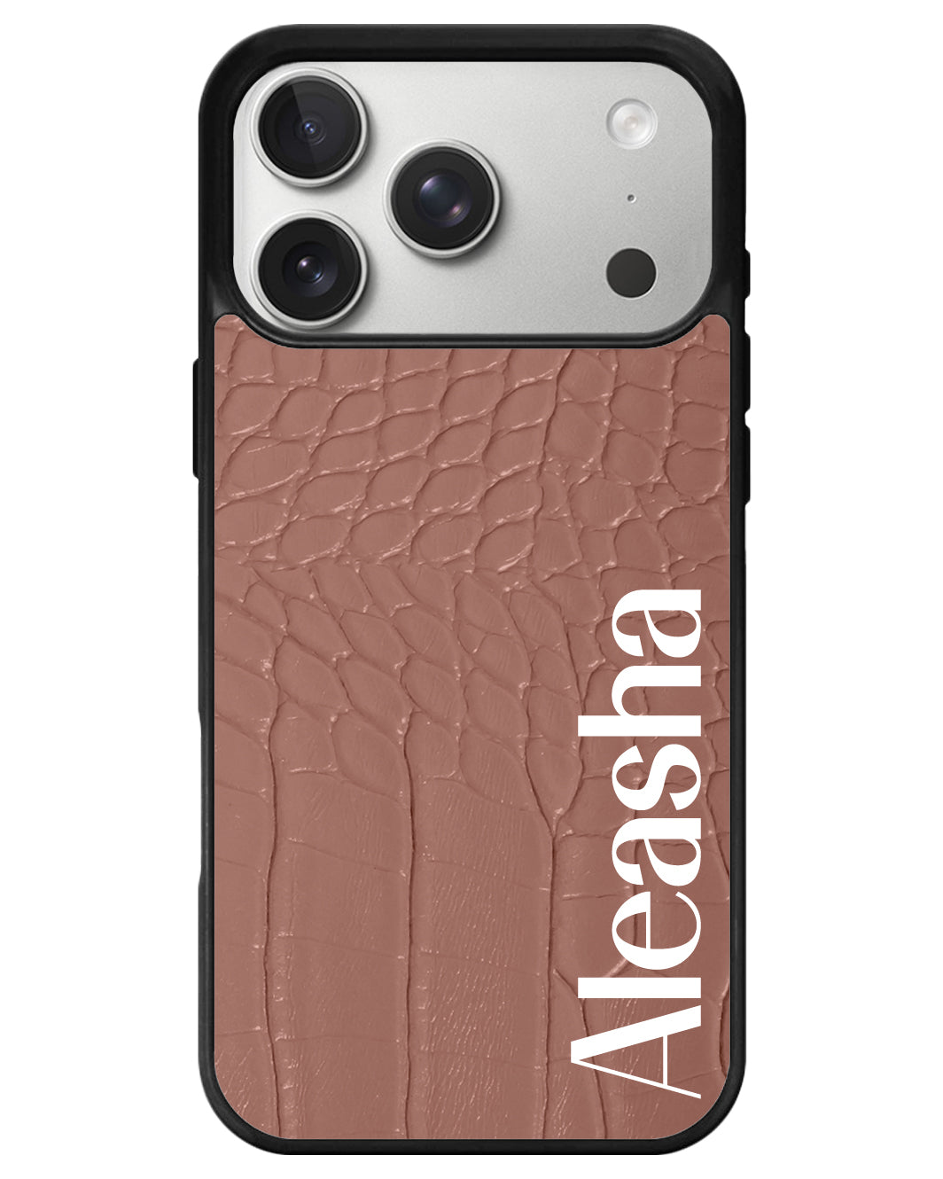 iPhone Textured Leather Case - Matte Croco Rustic Pink