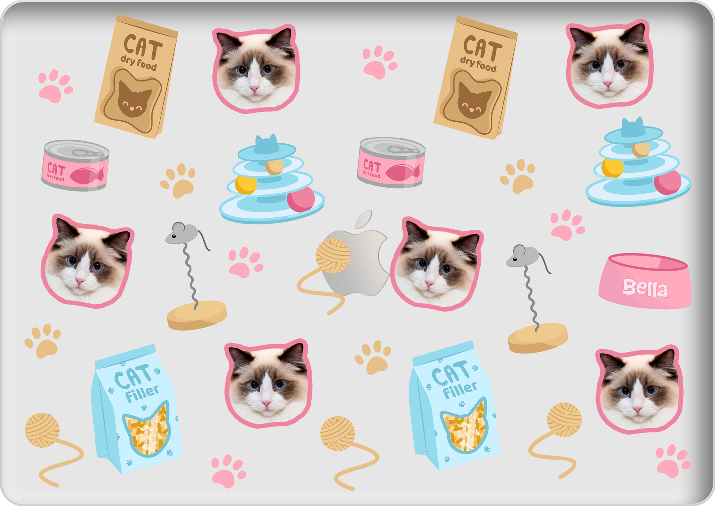 Macbook Snap Case - Pet Grid Kitty Playtime