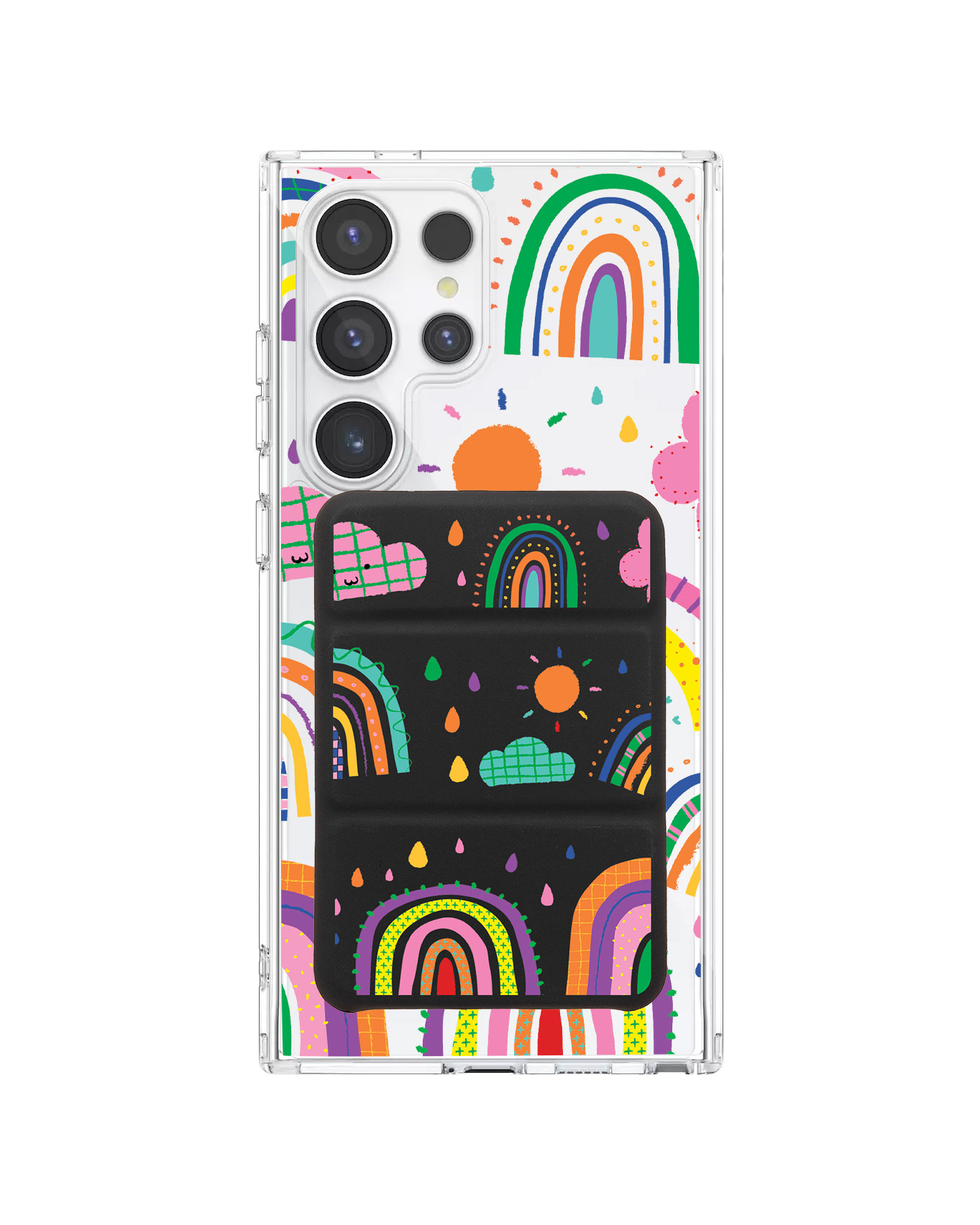 Android Magnetic Trifold Wallet Case - Rainbow