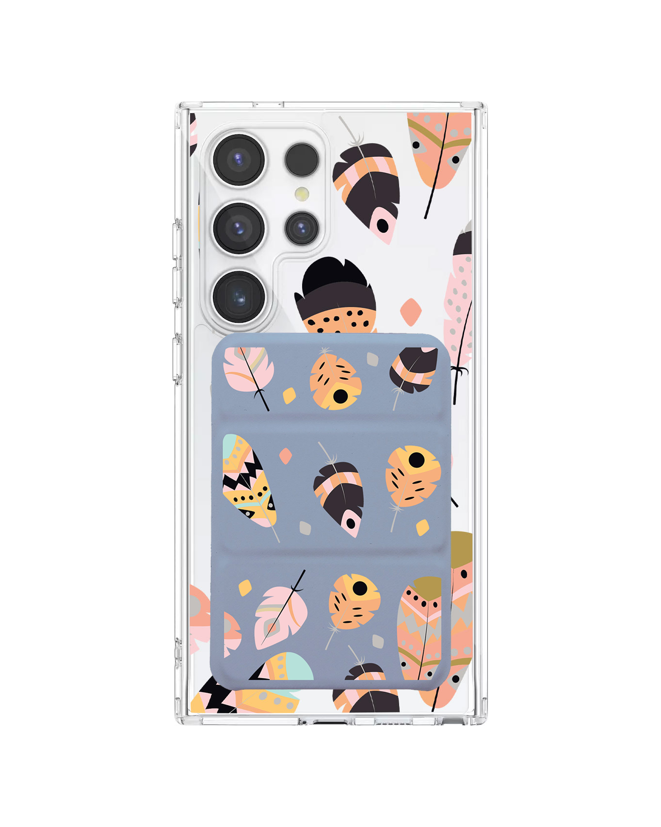 Android Magnetic Trifold Wallet Case - Feathers