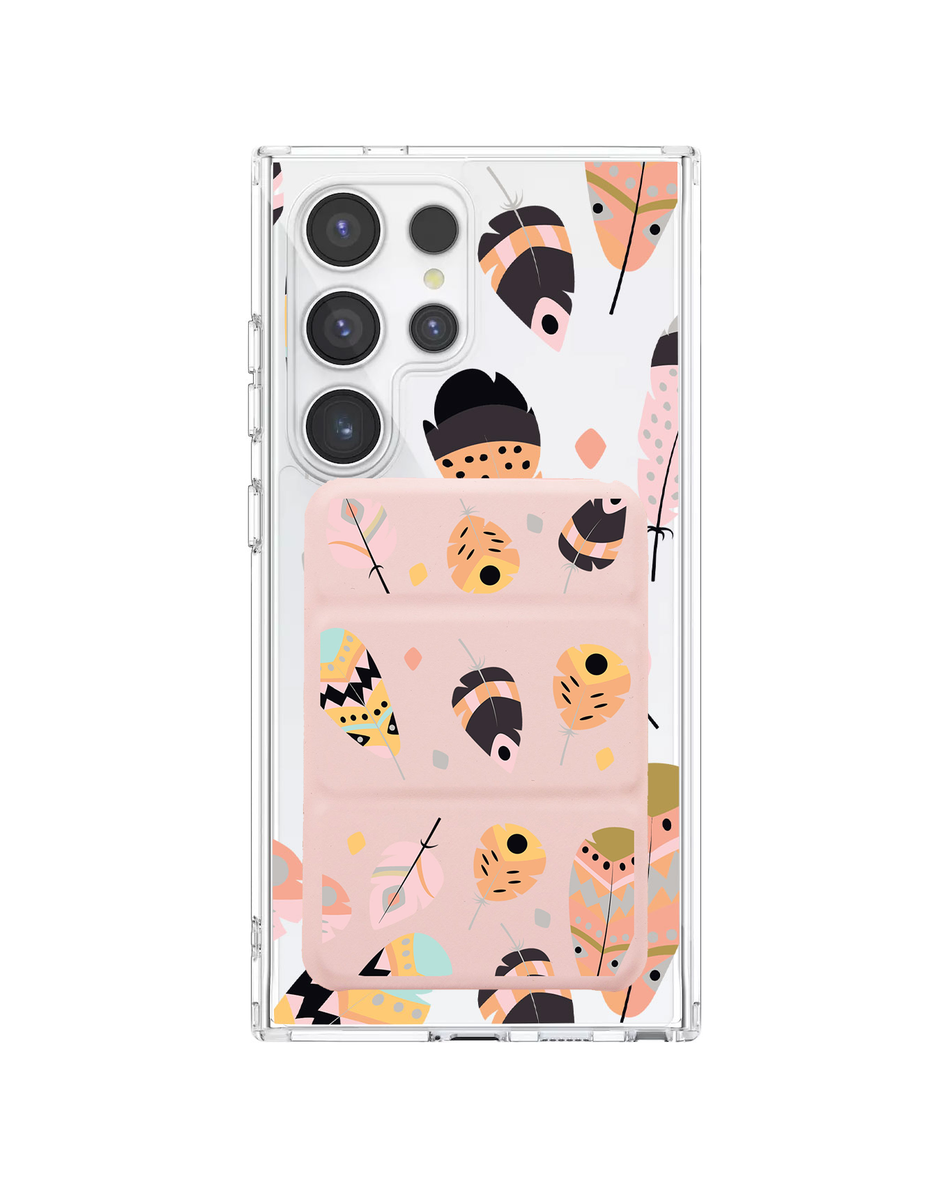 Android Magnetic Trifold Wallet Case - Feathers