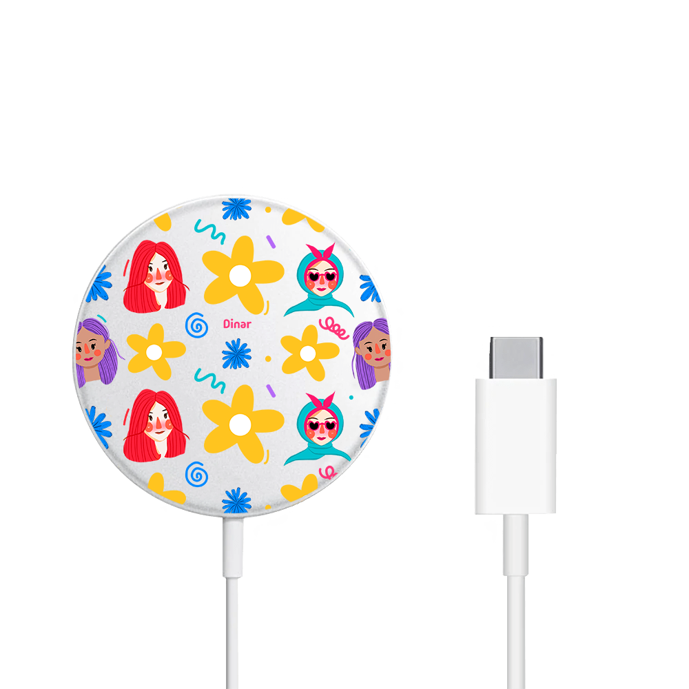 Magnetic Wireless Charger - Daisy Faces