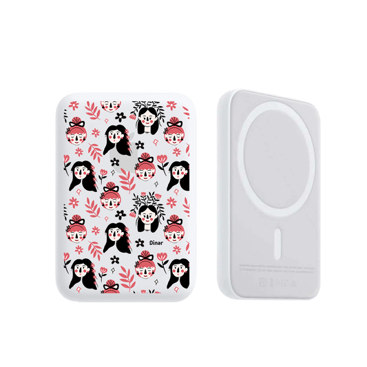 Magnetic Wireless Powerbank - Flowery Faces