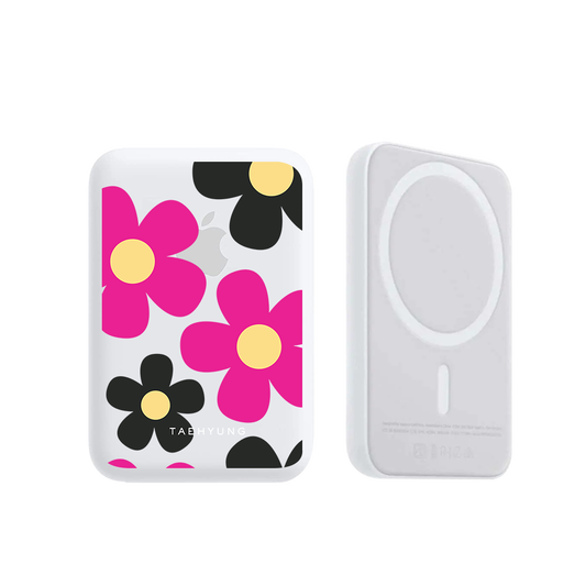 Magnetic Wireless Powerbank - Daisy Hot Pink