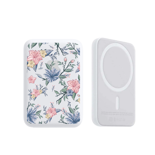 Magnetic Wireless Powerbank - Pink & Blue Florals