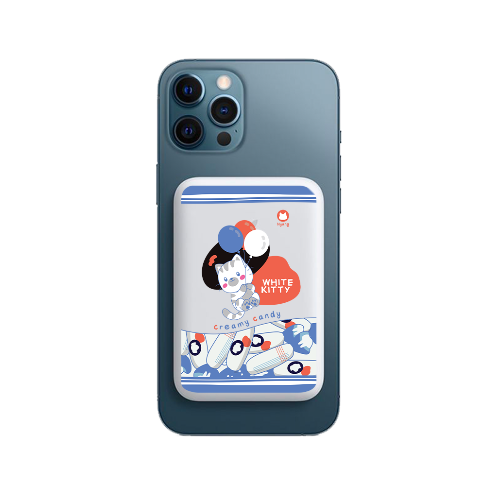 Magnetic Wireless Powerbank - White Kitty