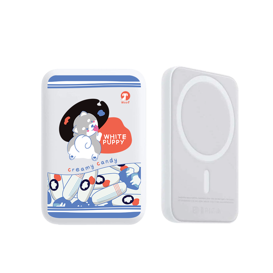 Magnetic Wireless Powerbank - White Puppy
