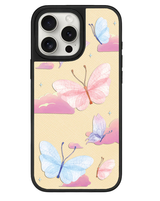 iPhone Leather Grip - Butterfly & Clouds