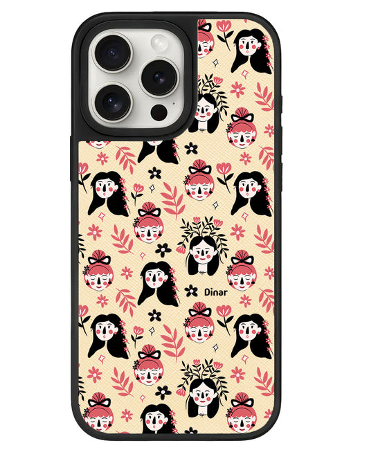 iPhone Leather Grip - Flowery Faces