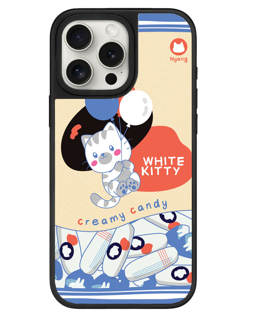 iPhone Leather Grip - White Kitty