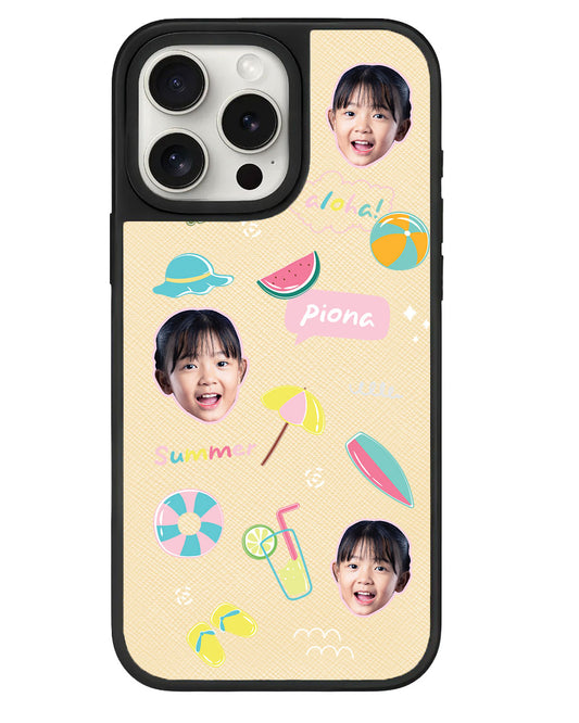 iPhone Leather Grip - Face Grid Summer