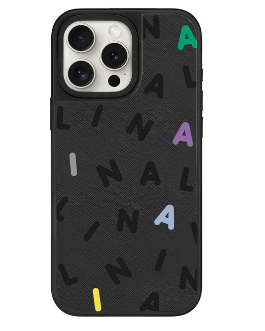 iPhone Leather Grip - CUSTOM MONOGRAM 2.0 Black