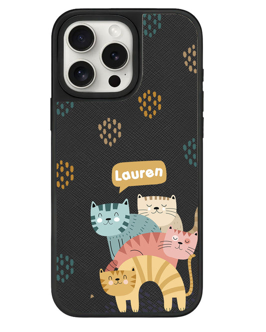 iPhone Leather Grip - Rainbow Meow 2.0