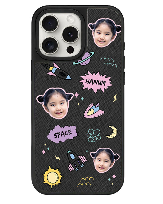 iPhone Leather Grip - Face Grid Space