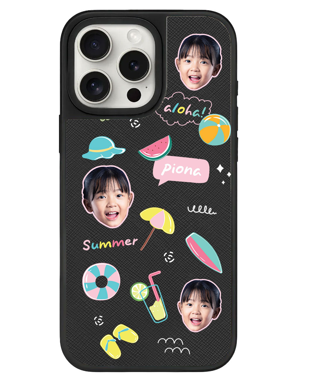 iPhone Leather Grip - Face Grid Summer